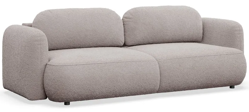 Dreisitziges ausklappbares Sofa Tvoya in grau-beigem Bouclé
