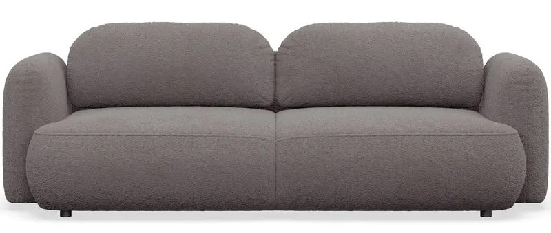 Dreisitziges ausklappbares Sofa Tvoya in graubraunem Bouclé