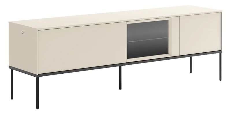 TV-Schrank Bellezo mit LED-Vitrine 166 cm cremefarben