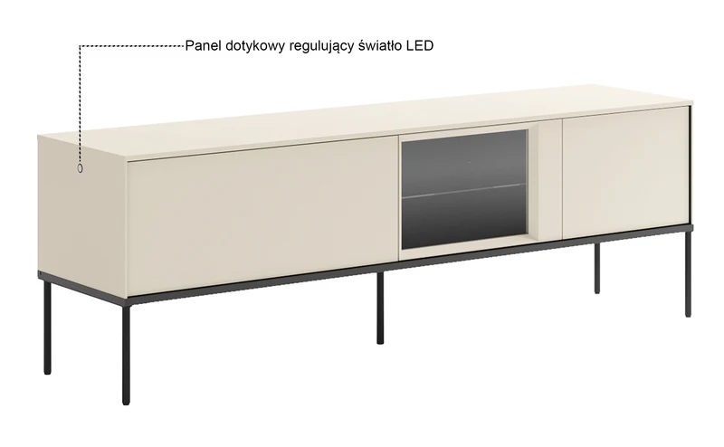 TV-Schrank Bellezo mit LED-Vitrine 166 cm cremefarben