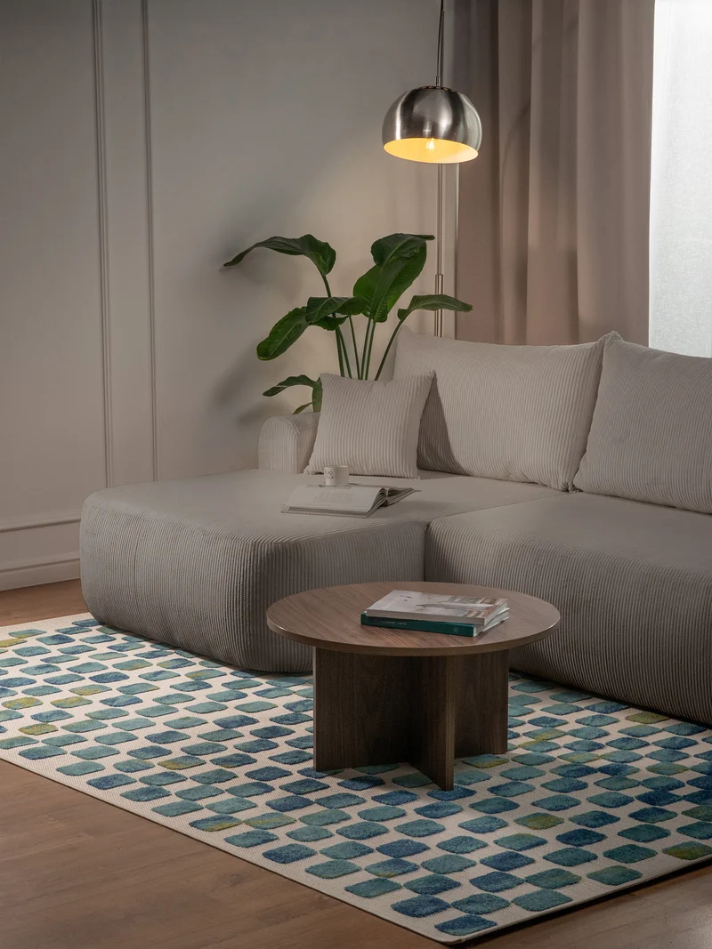 Ecksofa mit Schlaffunktion Ovo Cord, L-förmig, linksseitig, mit Stauraum, beige Cordstoff