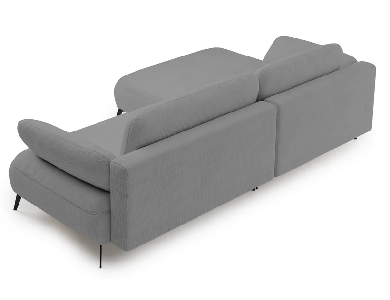 Ecksofa mit Schlaffunktion Avolla, L-förmig, linksseitig, mit Stauraum, grauer hydrophober Chenille-Stoff