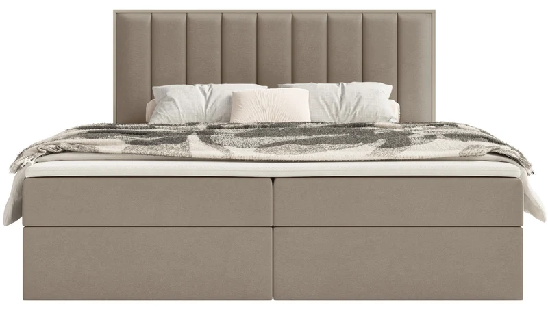 Kontinentales Bett 180x200 cm Togents mit Stauraum und Topper, brauner wasserabweisender Samt