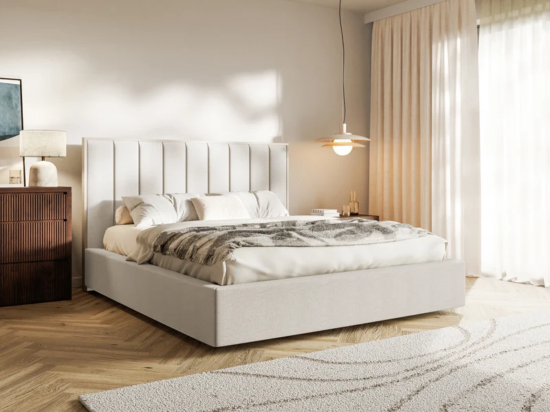 Polsterbett 180x200 cm Togents hellbeige Chenille, wasserabweisend