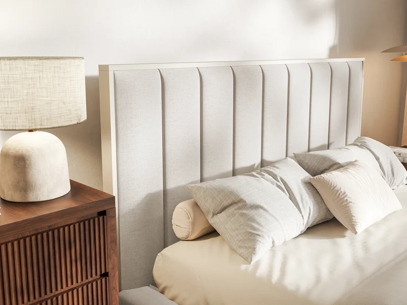 Polsterbett 180x200 cm Togents hellbeige Chenille, wasserabweisend