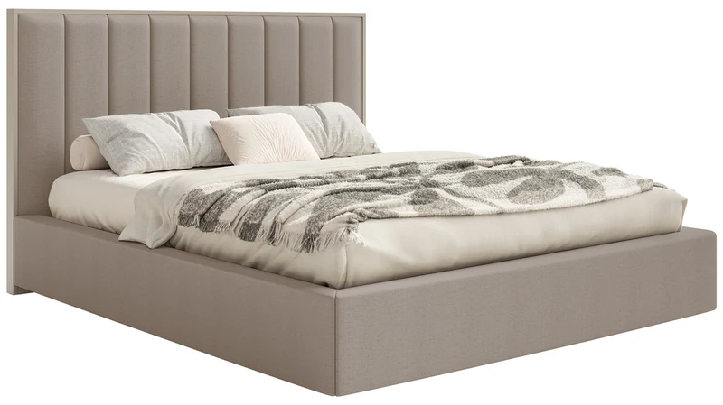 Polsterbett 140x200 cm Togents mit LED-Beleuchtung, brauner hydrophober Chenillestoff