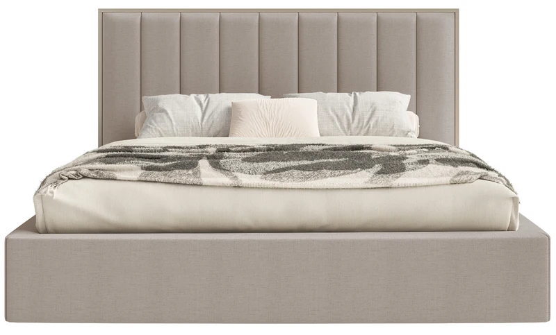 Polsterbett 140x200 cm Togents mit LED-Beleuchtung, brauner hydrophober Chenillestoff