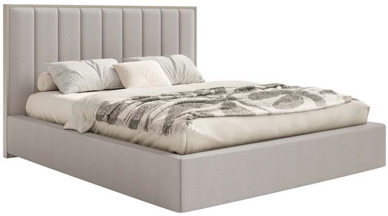 Gepolstertes Bett 160x200 cm Togents in grau-beigem hydrophobem Chenillestoff