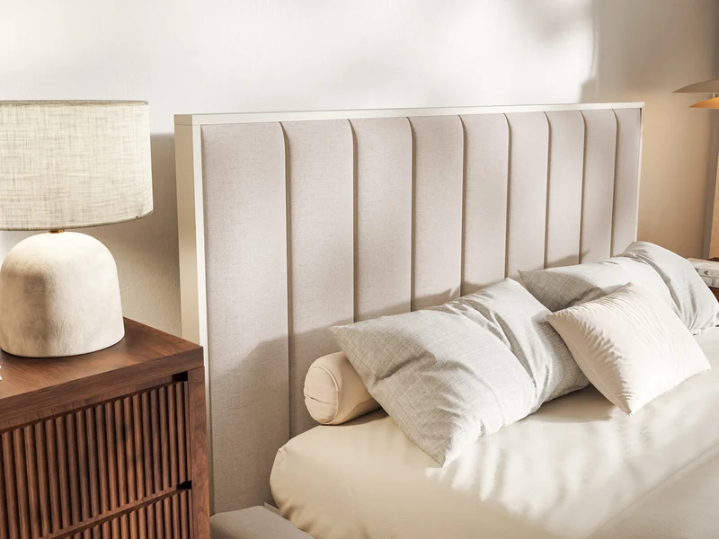 Polsterbett 140x200 cm Togents beige, hydrophobes Chenille