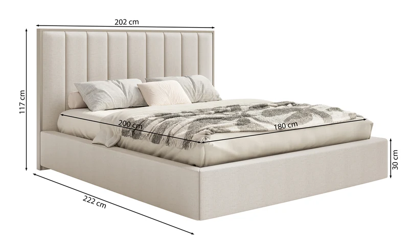 Polsterbett 180x200 cm Togents hellbeige Chenille, wasserabweisend