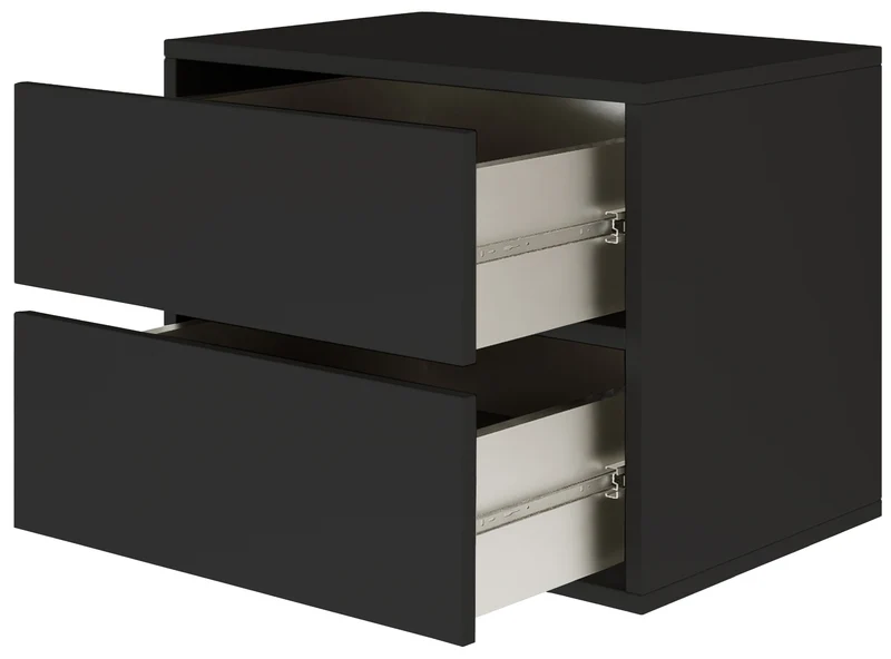 Hängender Nachttisch Framme mit zwei Schubladen, 50 cm, schwarz