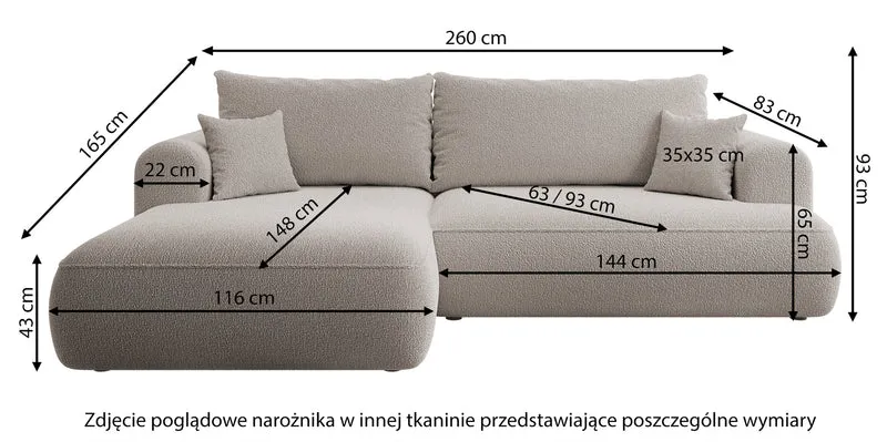 Ecksofa mit Schlaffunktion Ovo, L-förmig, hellgraues Geflecht, rechtsseitig
