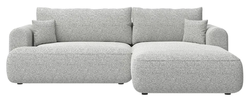 Ecksofa mit Schlaffunktion Ovo, L-förmig, hellgraues Geflecht, rechtsseitig
