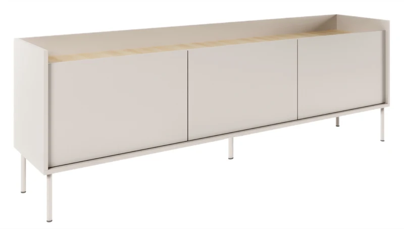 TV-Schrank Tovi, dreitürig, 140 cm, Schwarz/Wisconsin-Nussbaum