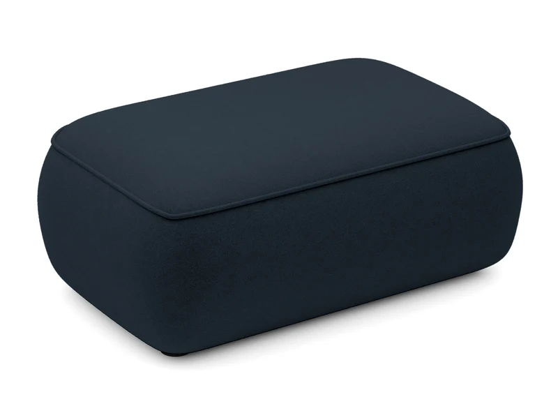 Ovo-Pouf in Granatblau, Samtstoff aus leicht zu reinigendem Gewebe