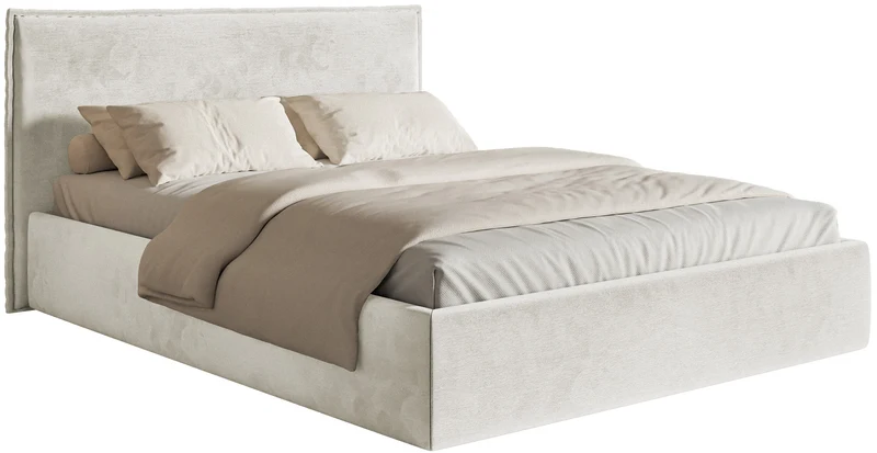 Polsterbett 140x200 cm Softie Slim, grau-brauner Velours, wasserabweisend