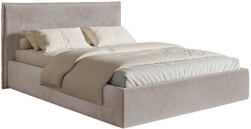 Polsterbett 140x200 cm Softie Slim, grau-brauner Velours, wasserabweisend