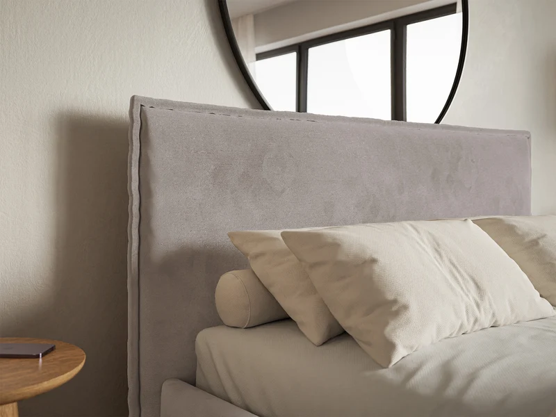 Polsterbett 140x200 cm Softie Slim, grau-brauner Velours, wasserabweisend