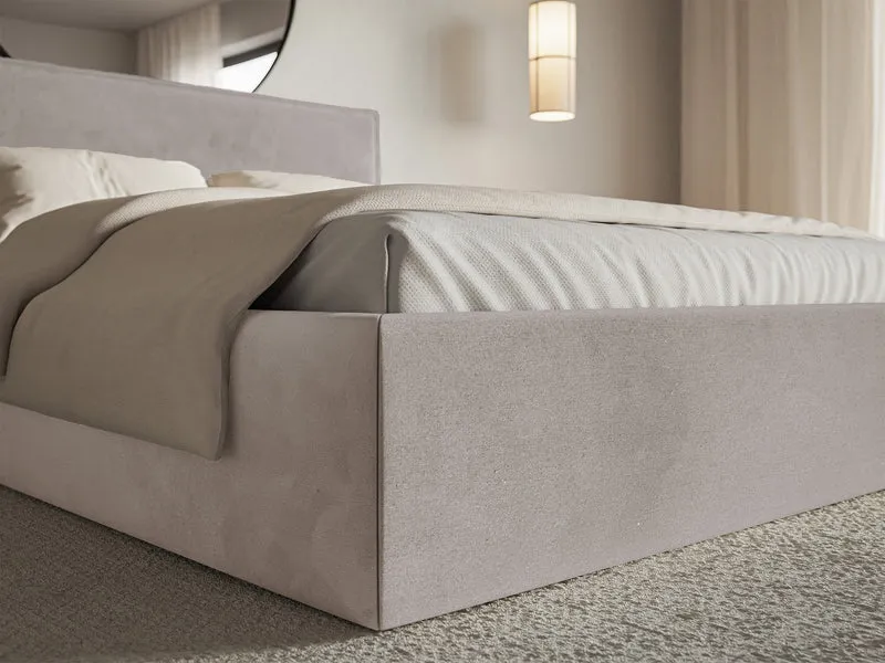 Polsterbett 140x200 cm Softie Slim, grau-brauner Velours, wasserabweisend