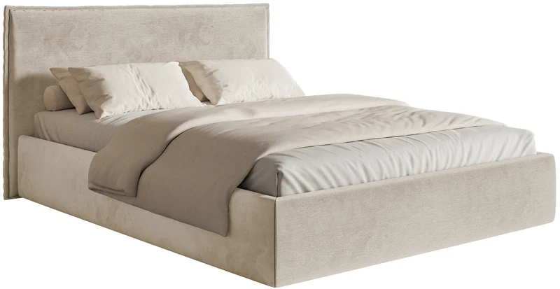 Polsterbett 200x200 cm Softie Slim beige, wasserabweisender Samt