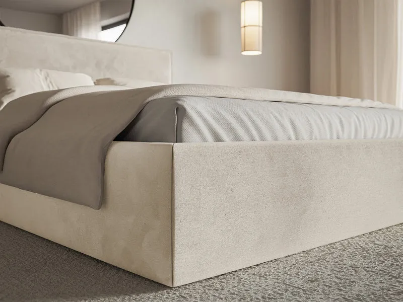 Polsterbett 200x200 cm Softie Slim beige, wasserabweisender Samt