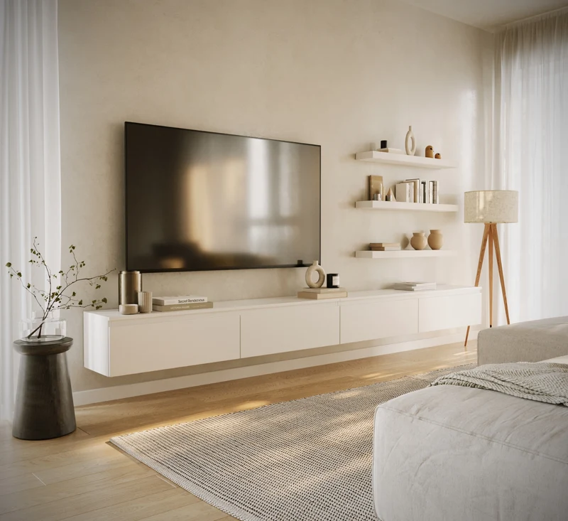 Hängender TV-Schrank Bemmi 300 cm Weiß