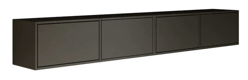 Hängender TV-Schrank Framme mit vier Klappen, 200 cm, schwarz