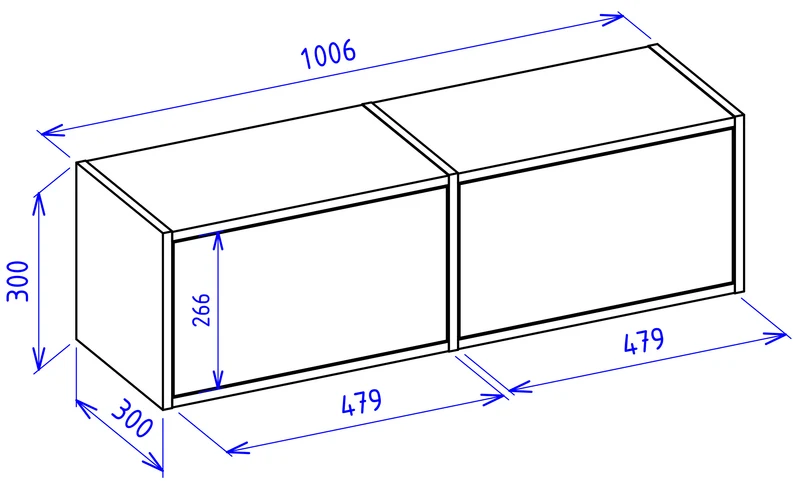 Hängender TV-Schrank Framme mit zwei Klappen, 100 cm, weiß