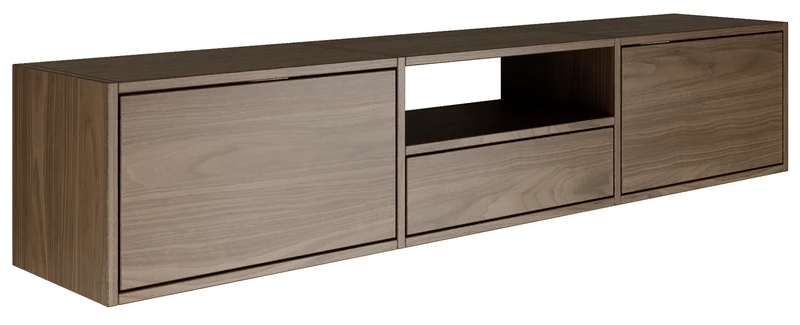 Hängender TV-Schrank Framme mit drei Klappen und einer Nische, 150 cm, Walnuss Wisconsin