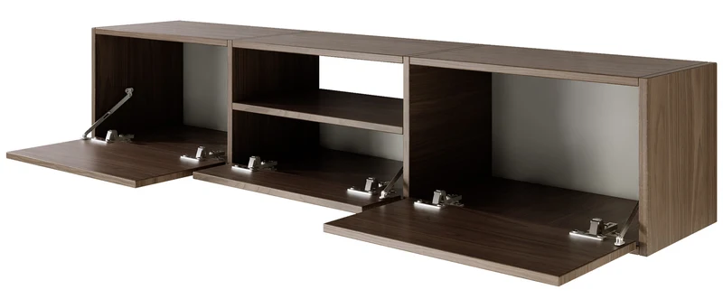Hängender TV-Schrank Framme mit drei Klappen und einer Nische, 150 cm, Walnuss Wisconsin