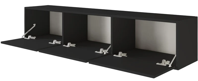 Hängender TV-Schrank Framme mit drei Klappen, 150 cm, schwarz