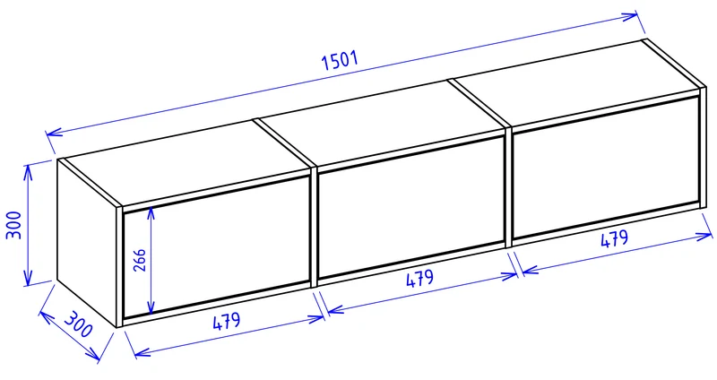 Hängender TV-Schrank Framme mit drei Klappen, 150 cm, Kaschmir