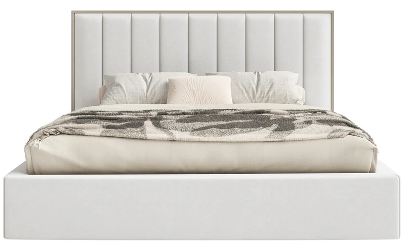 Gepolstertes Bett 160x200 cm Togents mit Stauraum, Metallrahmen, weißer hydrophober Samt