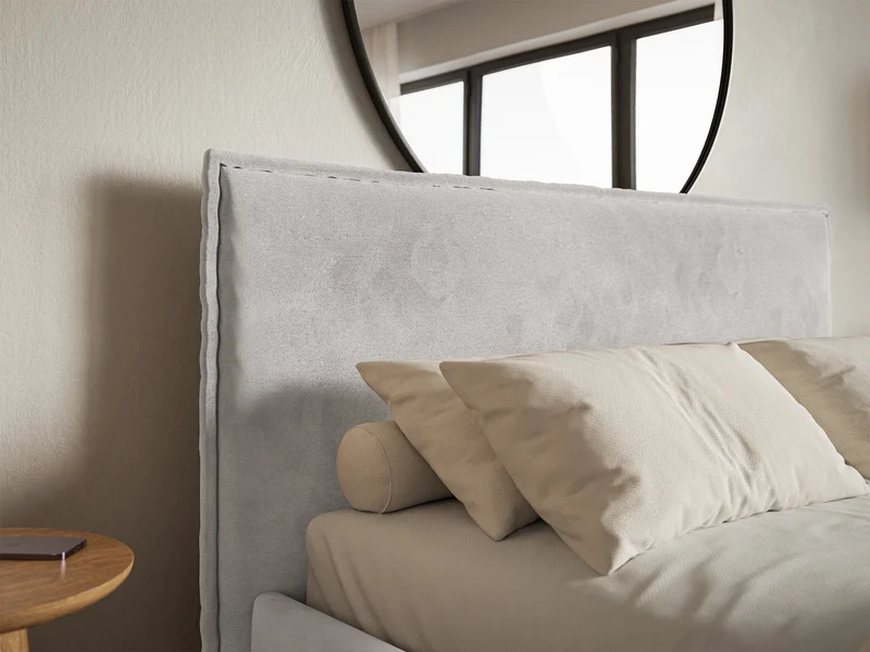 Polsterbett 180x200 cm Softie Slim hellgrauer Velours, wasserabweisend