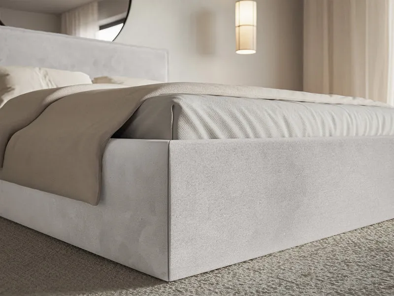 Polsterbett 180x200 cm Softie Slim hellgrauer Velours, wasserabweisend