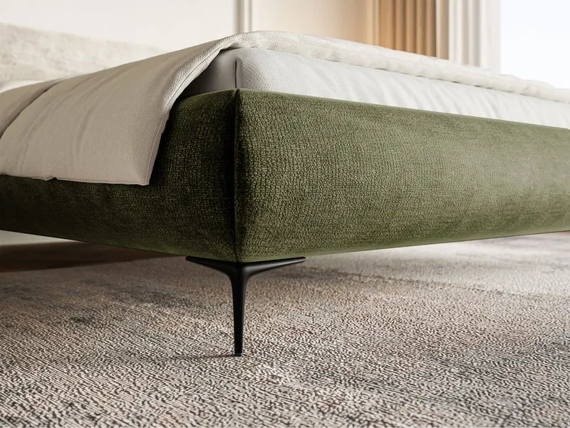Polsterbett 180x200 cm Roule Oliv Chenille, schwarze Beine