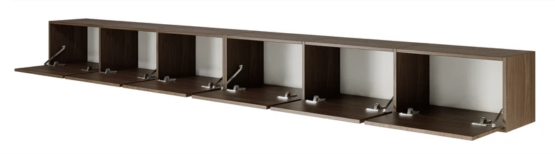 Hängender TV-Schrank Framme mit sechs Klappen, 300 cm, Wisconsin-Nussbaum