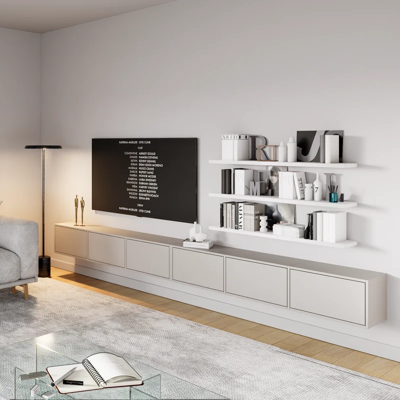 Hängender TV-Schrank Framme mit sechs Klappen, 300 cm, Kaschmir