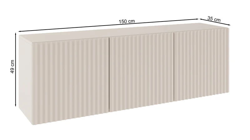 Drehtüriger TV-Schrank Sunds mit gerillten Fronten, 150 cm, Kaschmir