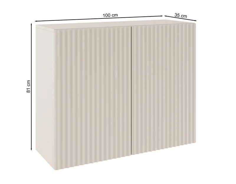 Zweiturige Kommode Sunds mit gerillten Fronten, 100 cm, Kaschmir