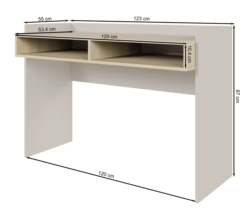 Schreibtisch Tabise mit zwei Fächern 120x53 cm Kaschmir/Lindberg-Eiche