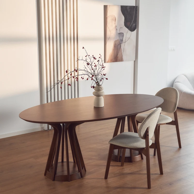 Holzstuhl für das Esszimmer Stenne Nussbaum/Beige