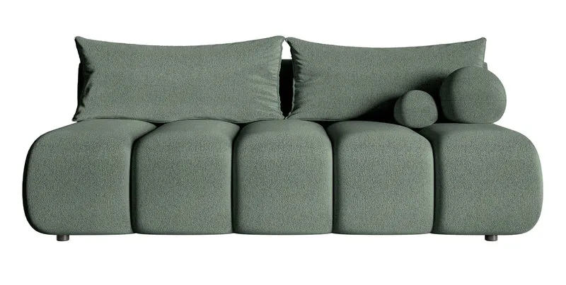 Dreisitziges Sofa Dandelino Mini mit Schlaffunktion in Salbeigrün Chenille