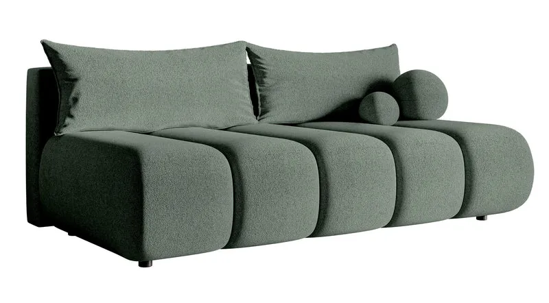 Dreisitziges Sofa Dandelino Mini mit Schlaffunktion in Salbeigrün Chenille
