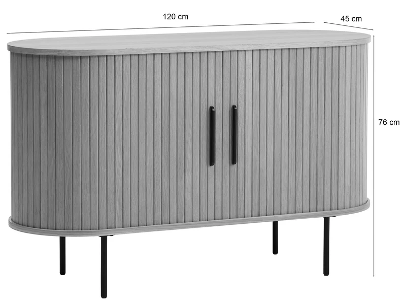 Kommode Gativel 120 cm Lamellen Eiche Schwarz