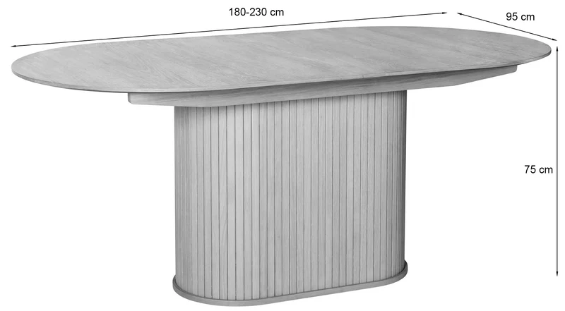 Ausziehbarer Tisch Gativel 180-230x95 cm Lamellen gebrannter Eichenholz