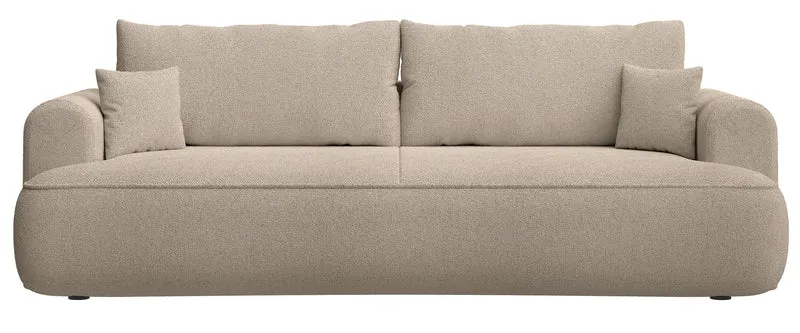 Drei-Sitzer-Schlafsofa Ovo mit Stauraum, cremefarbenes Bouclé