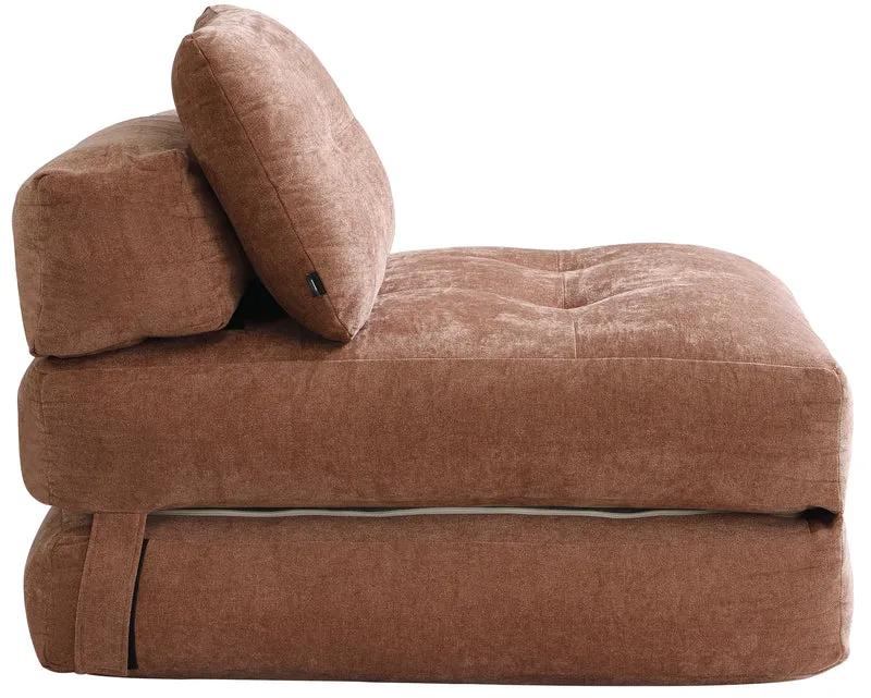 Ausklappbarer Sessel Milessive, kupferfarben, pflegeleichter Chenille-Stoff