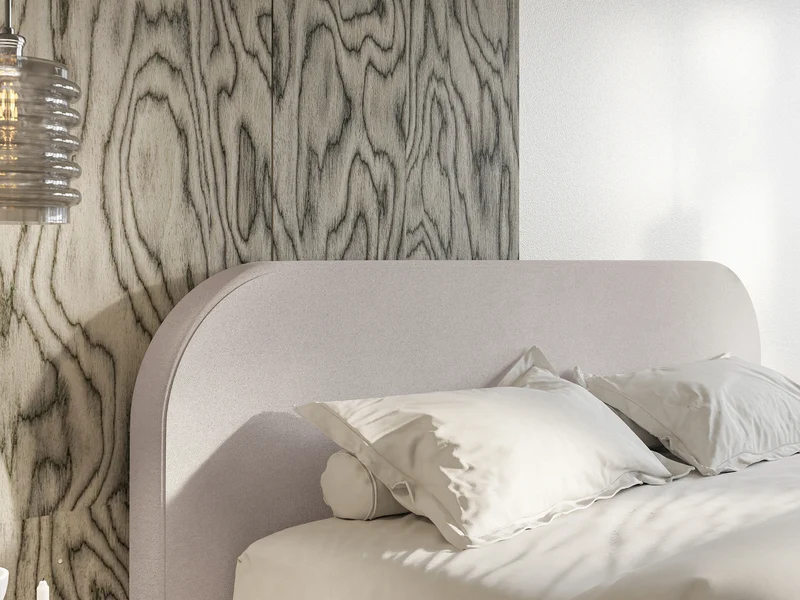 Polsterbett 180x200 cm Umike, grau-beige, hydrophober Samt