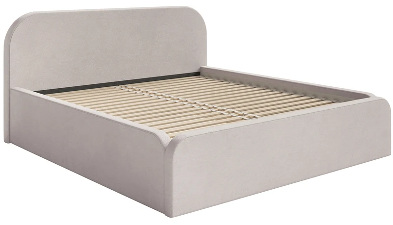 Polsterbett 180x200 cm Umike, grau-beige, hydrophober Samt